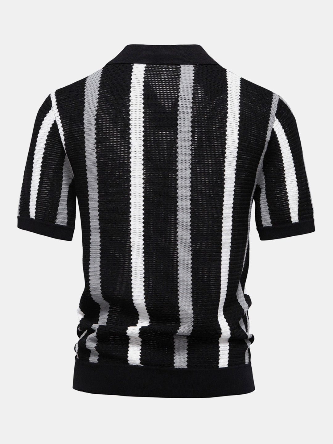 Polo à col en V en maille rayée