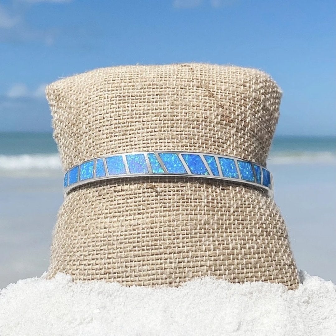 Luna™ | Bracelet Élégant en Opale Bleue et Argent