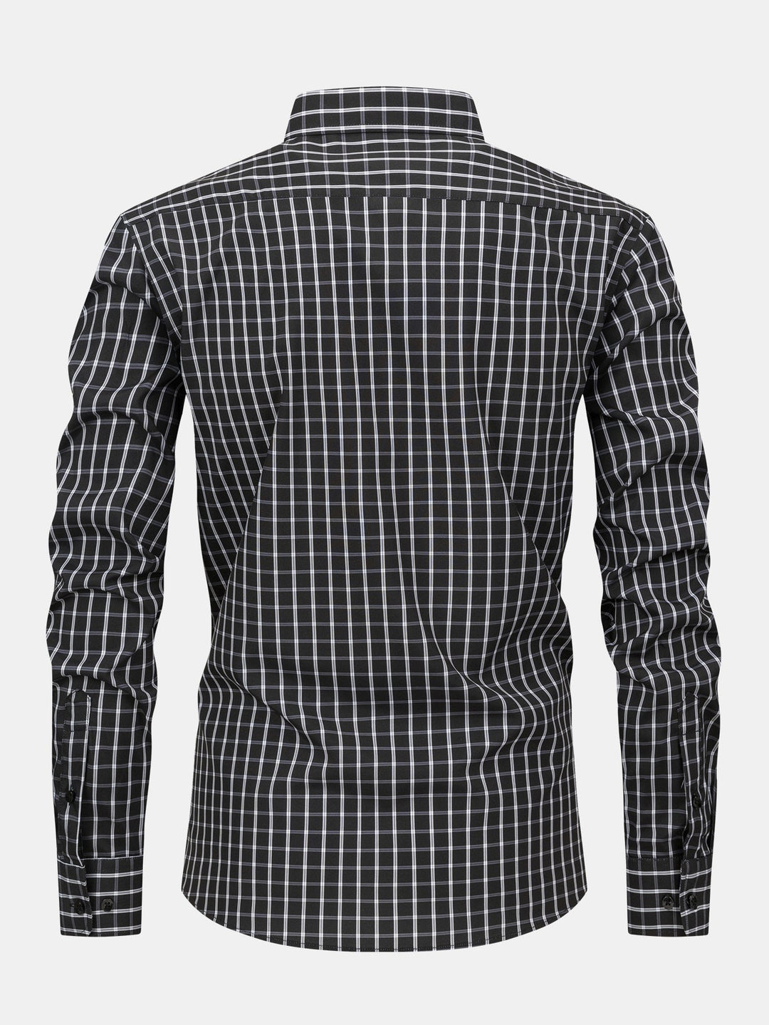 Chemise à carreaux à manches longues avec boutons & Pantalon droit à taille élastique