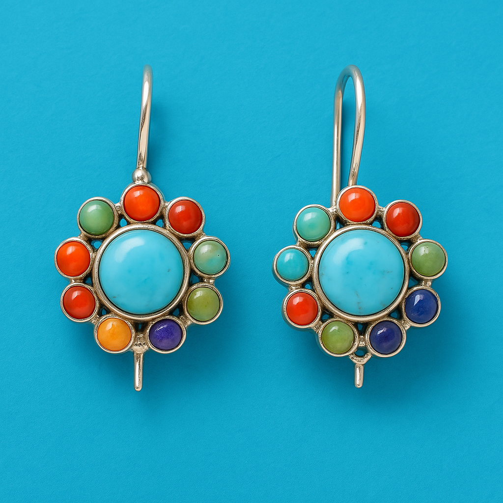 Ayla™ | Boucles d'oreilles rondes en turquoise multicolore