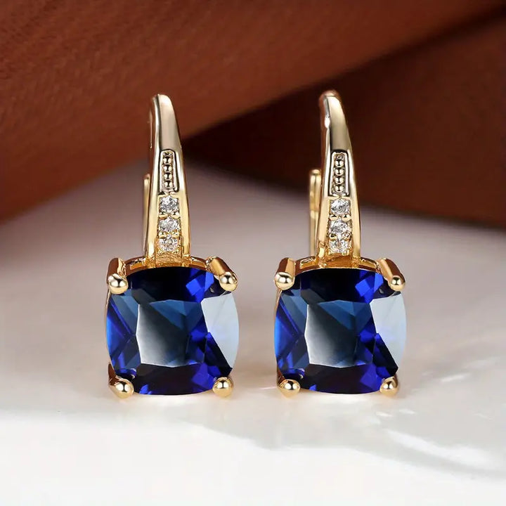 Boucles d'oreilles en forme de cercle en pierre mystique | Or