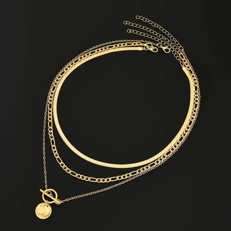 Collier superposé en pièces texturées Savira | Or