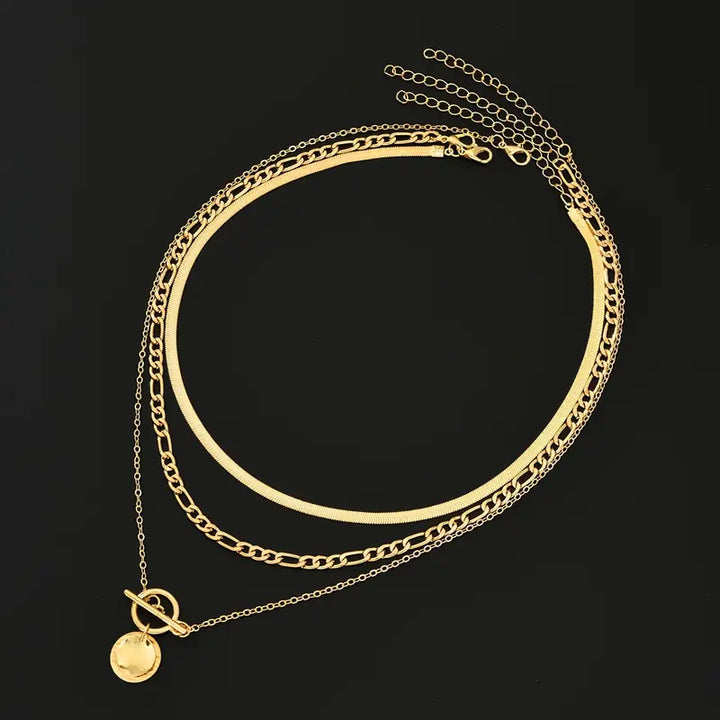 Collier superposé en pièces texturées Savira | Or