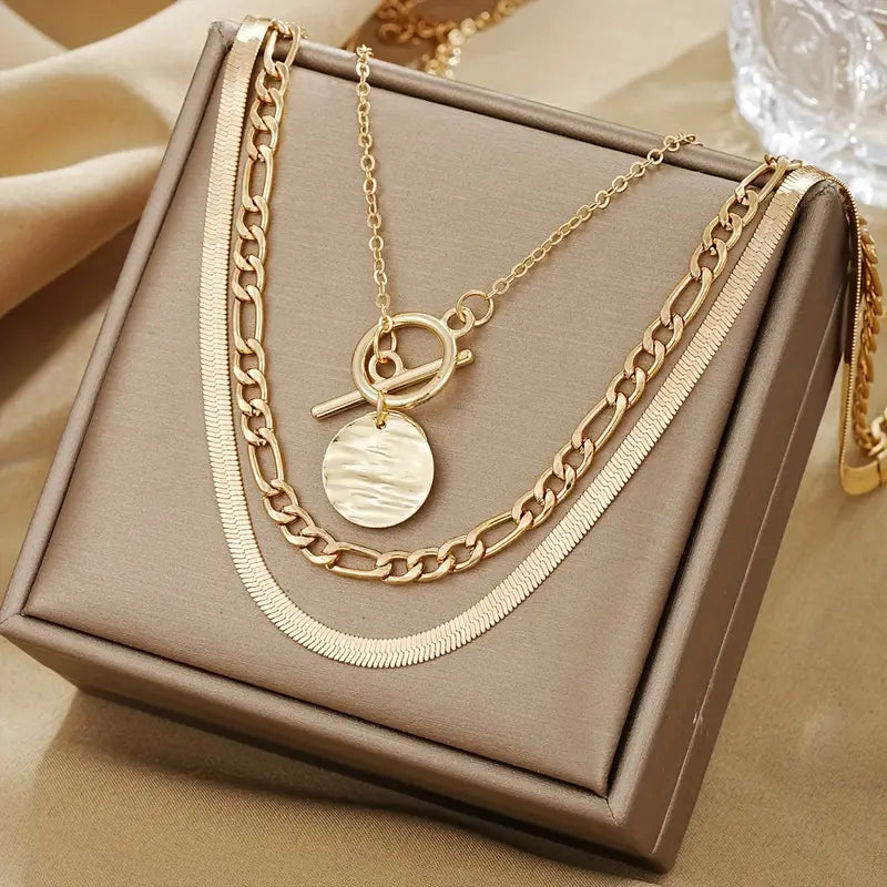 Collier superposé en pièces texturées Savira | Or
