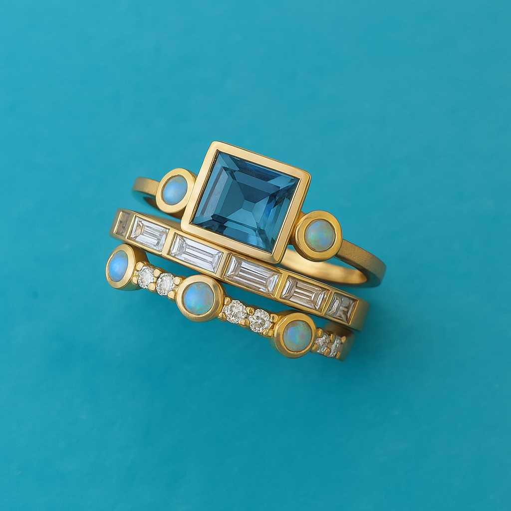 Celestia™ | Ensemble de Bagues Vintage en Cristal Bleu