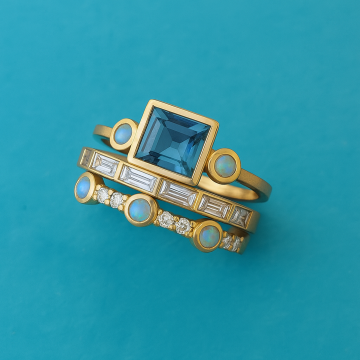 Celestia™ | Ensemble de Bagues Vintage en Cristal Bleu