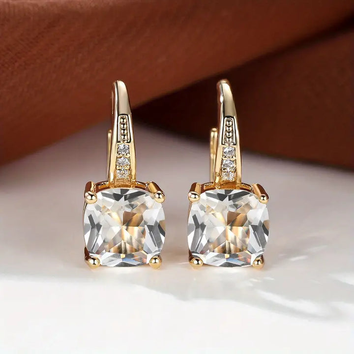 Boucles d'oreilles en forme de cercle en pierre mystique | Or