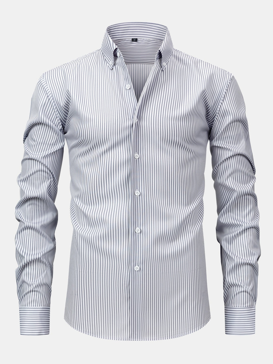 Chemise à rayures à manches longues avec boutons & Pantalon droit à taille élastique