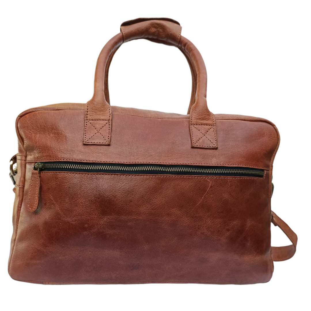 Sac à documents en cuir brun rustique