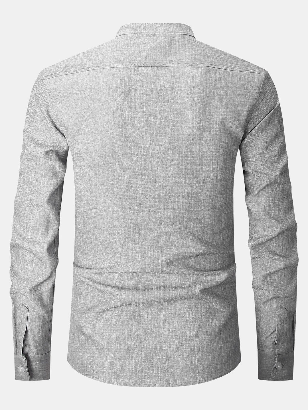 Chemise texturée à col montant et manches longues