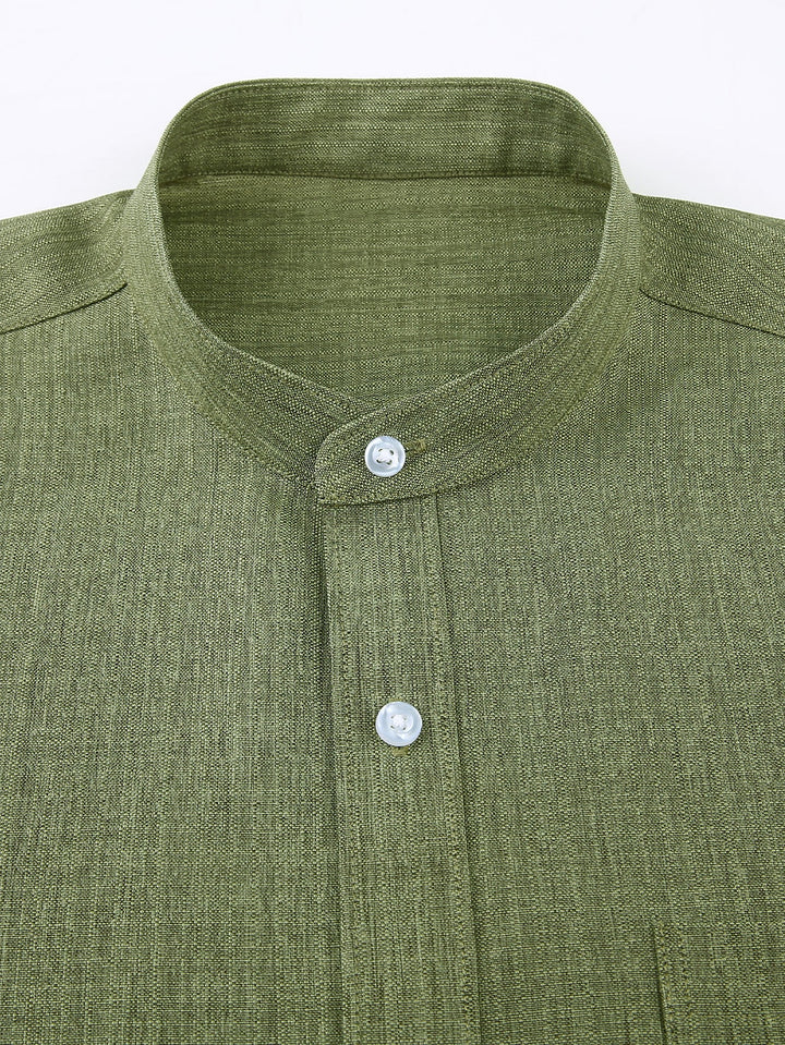 Chemise texturée à col montant et manches longues
