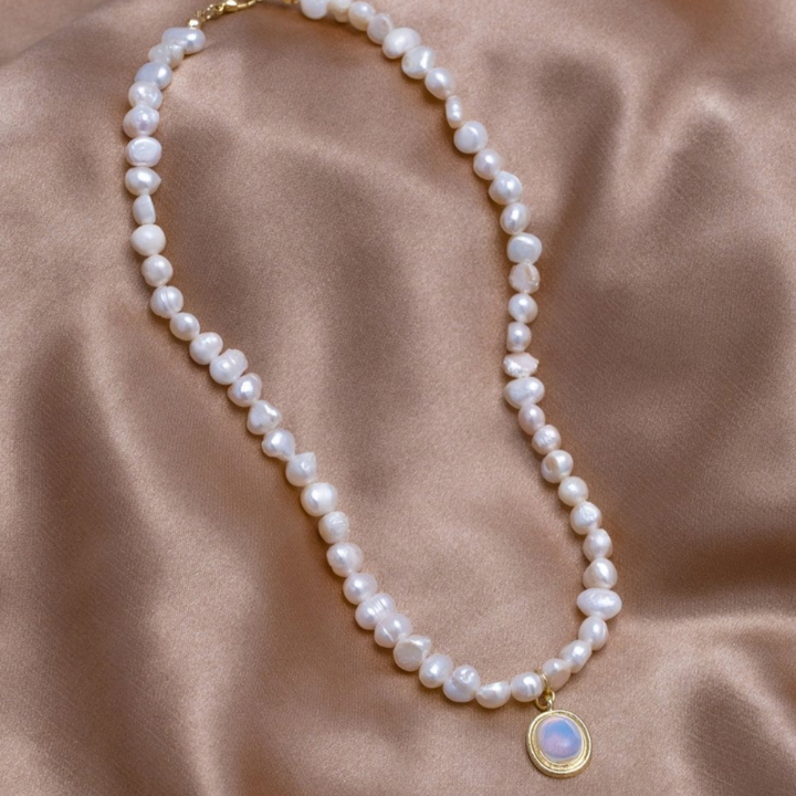 Luna™ | Collier de Perles avec Pierre de Lune en Or