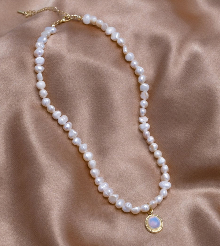Luna™ | Collier de Perles avec Pierre de Lune en Or