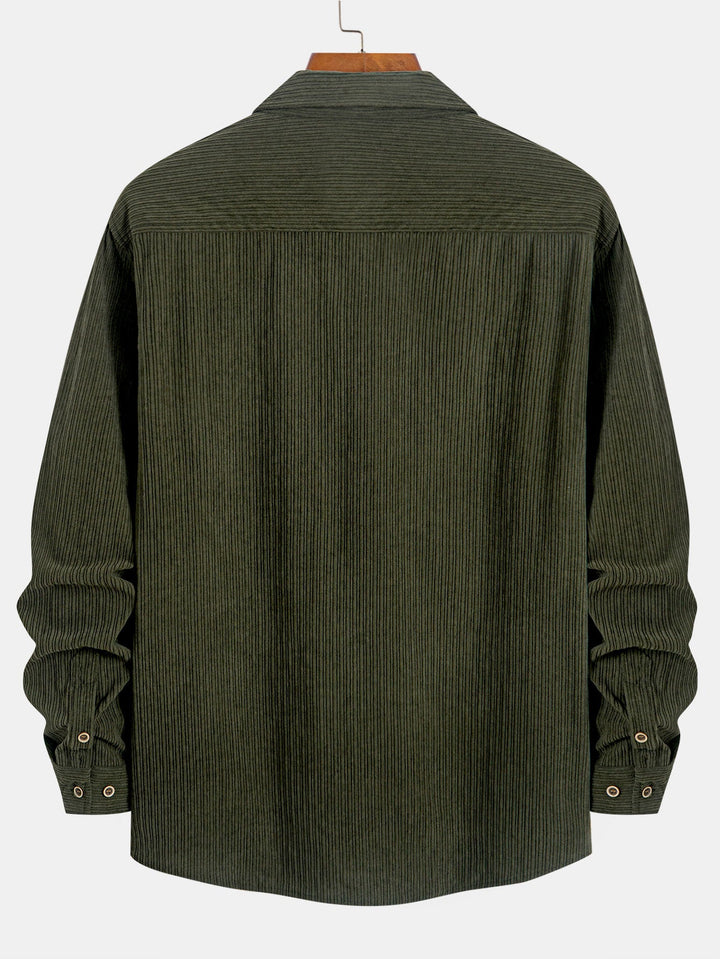 Chemise à manches longues en velours côtelé avec poche et boutons