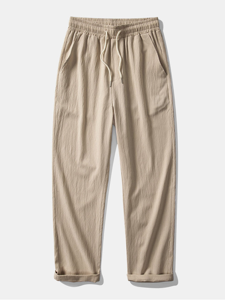 Chemise Cubaine en Jacquard Texturé & Pantalons Droits Texturés Anti-Rides