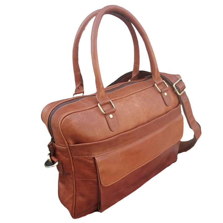 Sacoche pour ordinateur portable en cuir marron