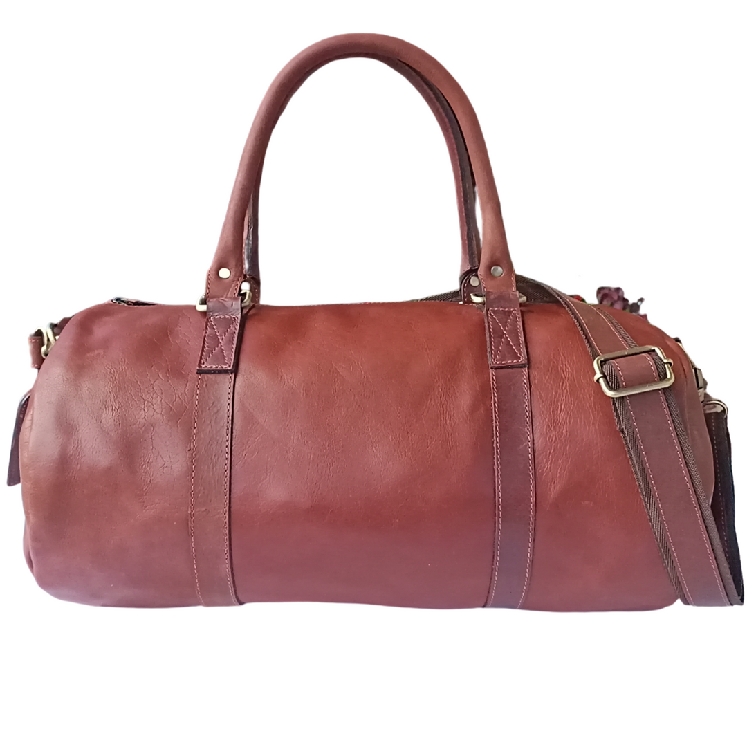Sac de voyage en cuir brun