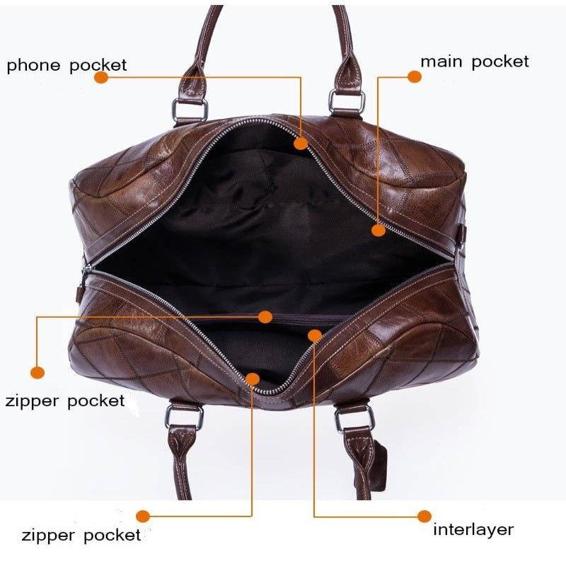 Sac de Voyage Unisexe en Cuir Souple Authentique