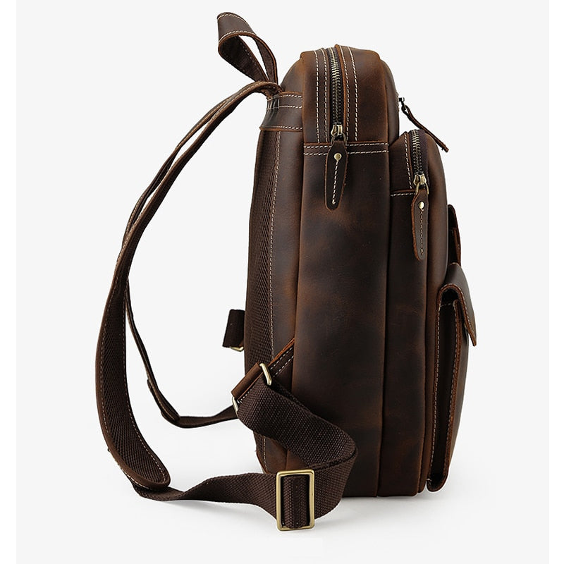Grand sac à dos en cuir vintage pour hommes