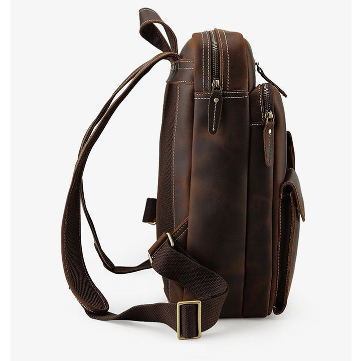 Grand sac à dos en cuir vintage pour hommes