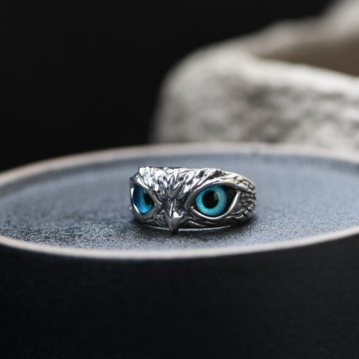 Owlina™ | Bague Ajustable Hibou de Chance en Argent et Opale