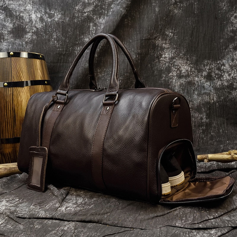 Sac de voyage en cuir véritable luxueux et doux