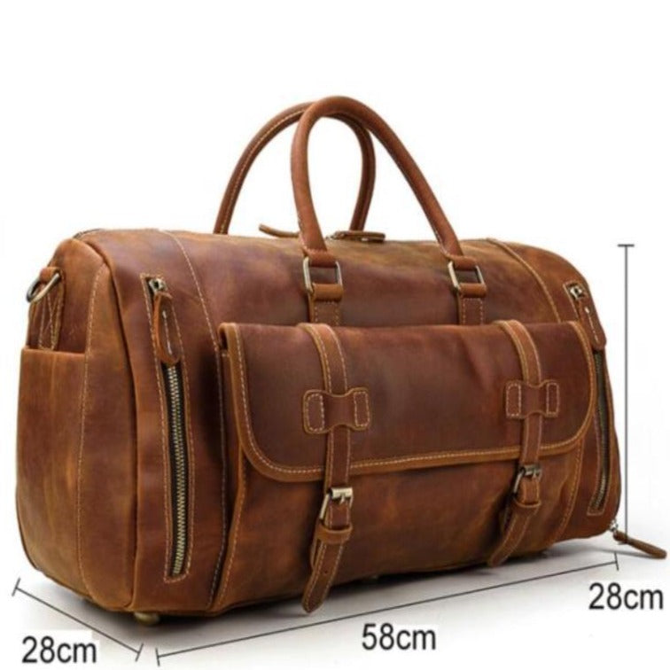 Sac de voyage en cuir Crazy Horse rétro avec compartiment à chaussures séparé