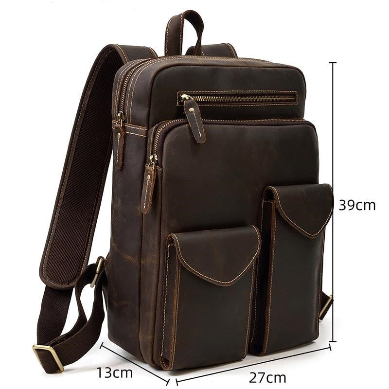 Grand sac à dos en cuir vintage pour hommes