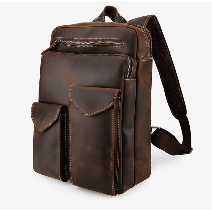 Grand sac à dos en cuir vintage pour hommes