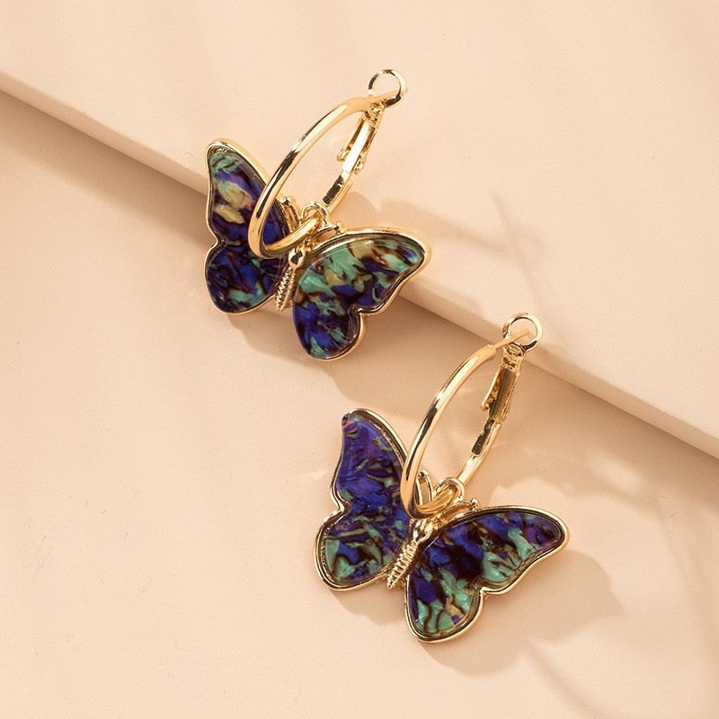 Luna™ | Boucles d'oreilles papillon en cristal émaillé peint à la main
