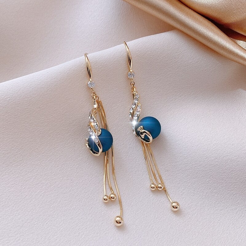 Luna™ | Boucles d'oreilles festives en perles bleues