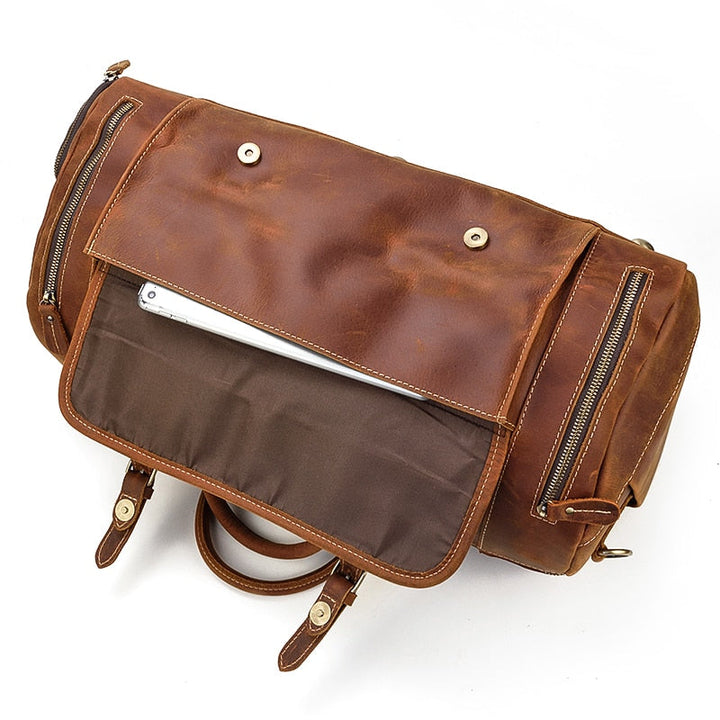 Sac de voyage en cuir Crazy Horse rétro avec compartiment à chaussures séparé