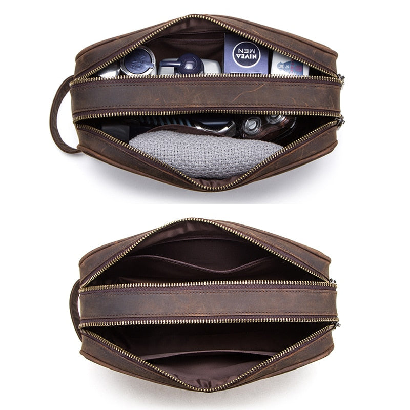 Trousse de Toilette en Cuir Crazy Horse