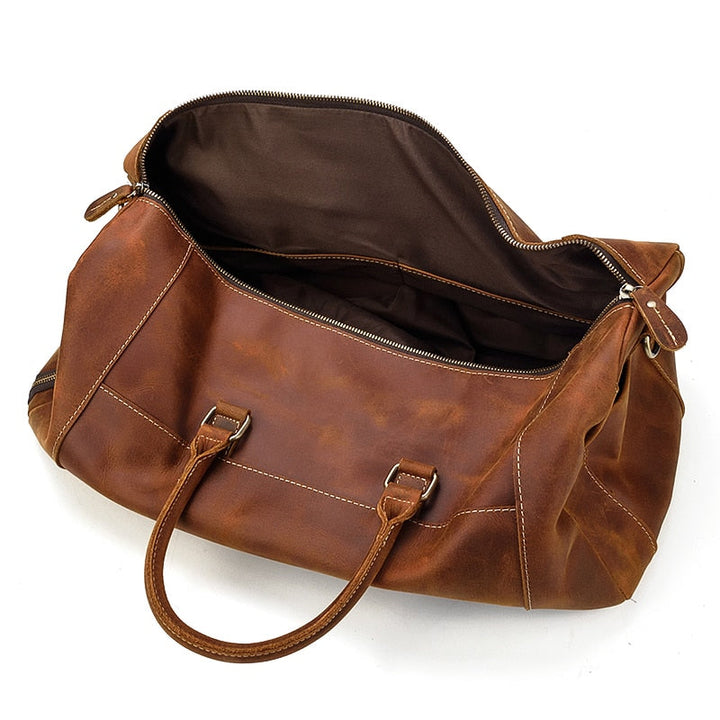 Sac de voyage en cuir Crazy Horse rétro avec compartiment à chaussures séparé