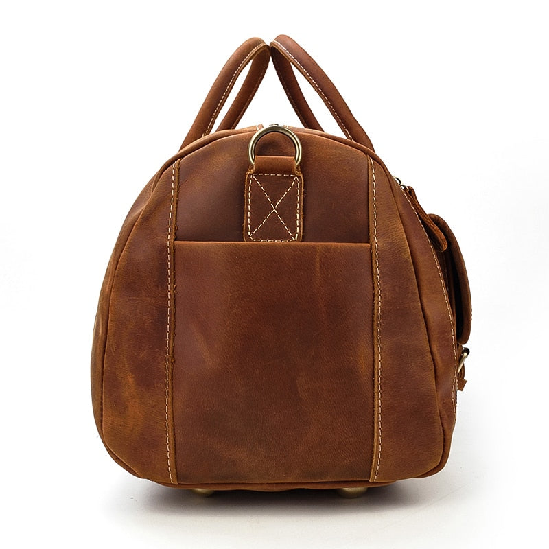 Sac de voyage en cuir Crazy Horse rétro avec compartiment à chaussures séparé