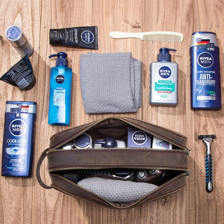 Trousse de Toilette en Cuir Crazy Horse