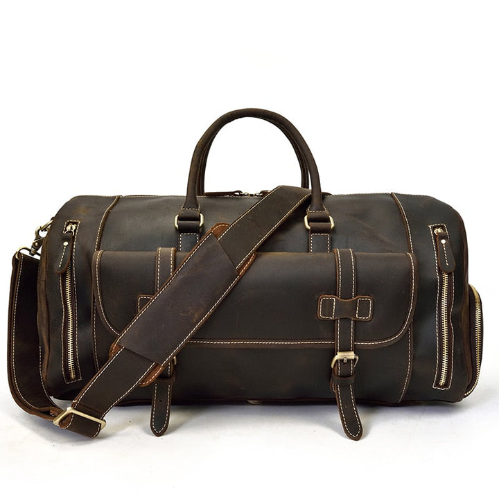 Sac de voyage en cuir Crazy Horse rétro avec compartiment à chaussures séparé