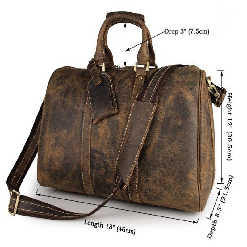 Sac de voyage en cuir Crazy Horse vintage Heritage pour hommes