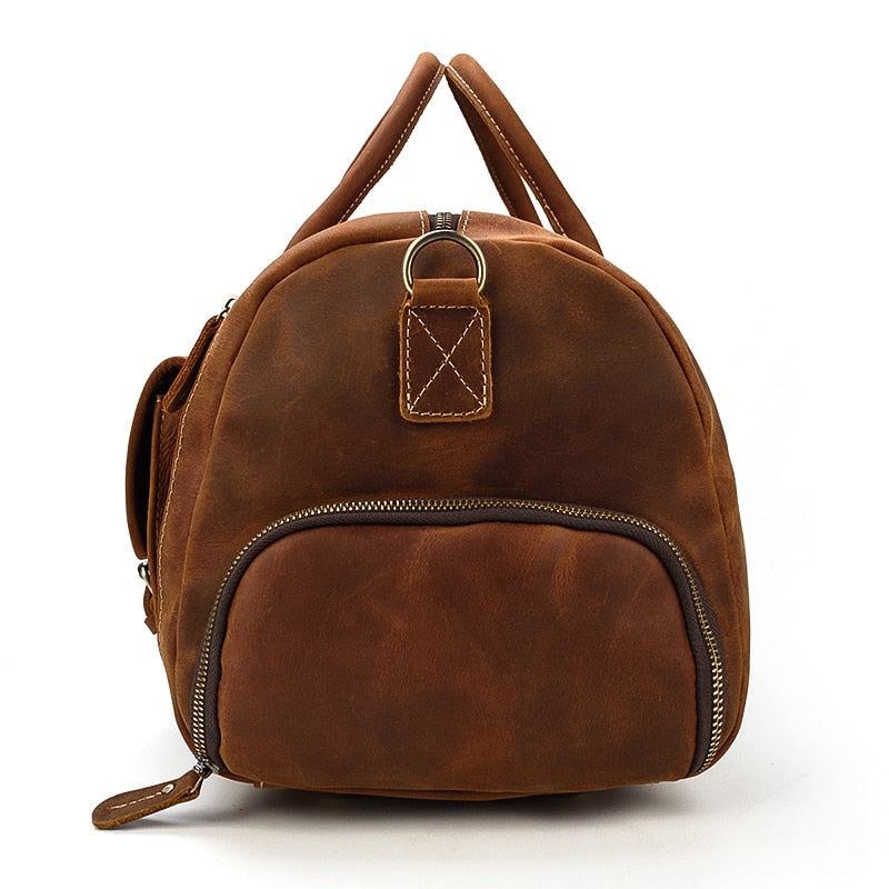 Sac de voyage en cuir Crazy Horse rétro avec compartiment à chaussures séparé