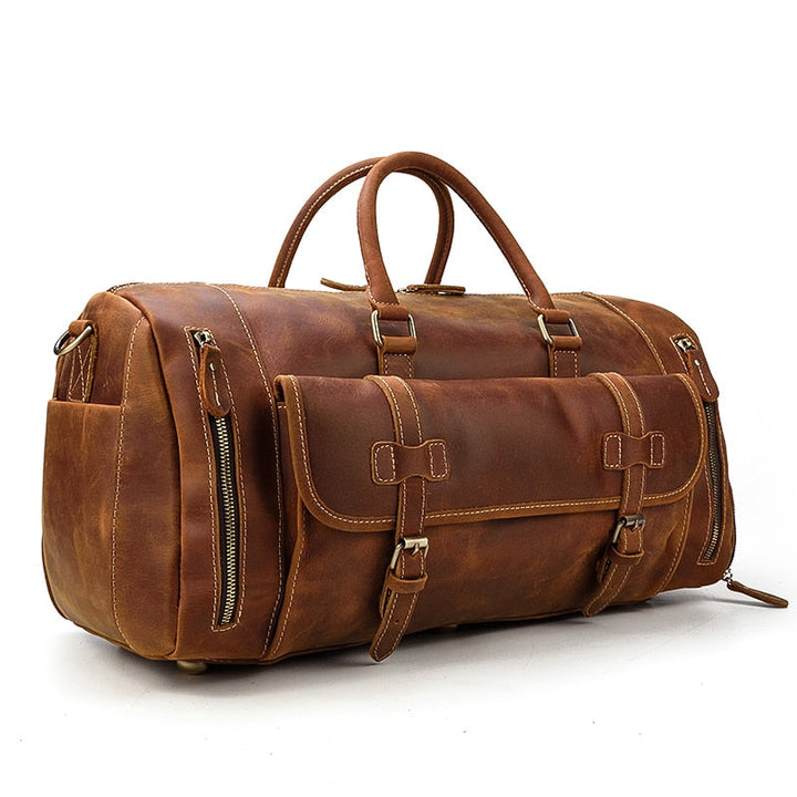 Sac de voyage en cuir Crazy Horse rétro avec compartiment à chaussures séparé