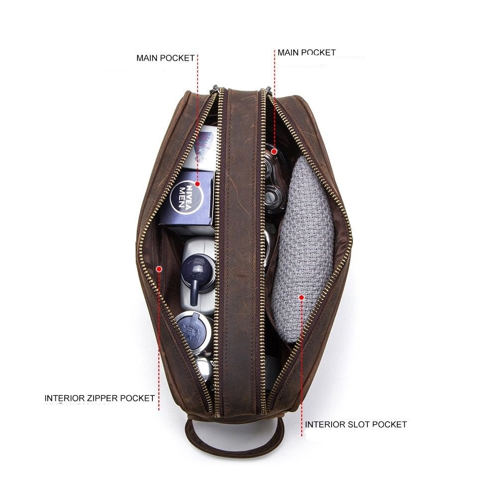 Trousse de Toilette en Cuir Crazy Horse