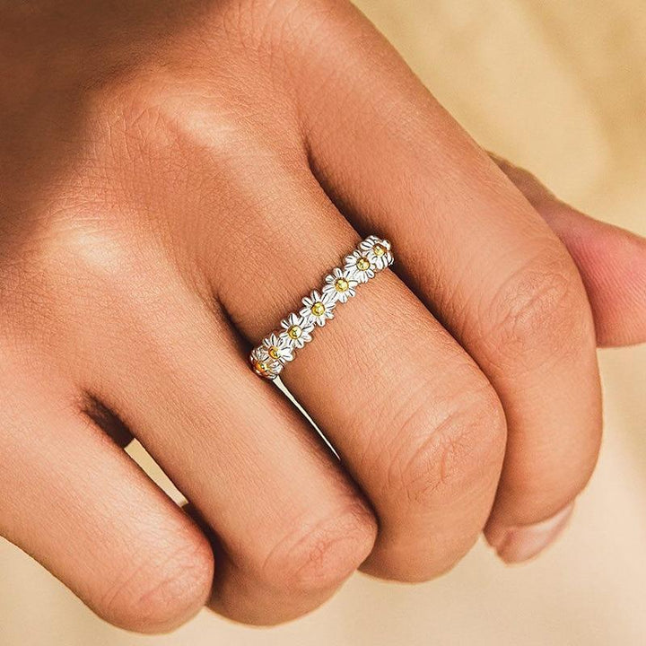 Luna™ | Bague Ajustable avec Marguerite en Argent