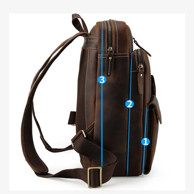 Grand sac à dos en cuir vintage pour hommes