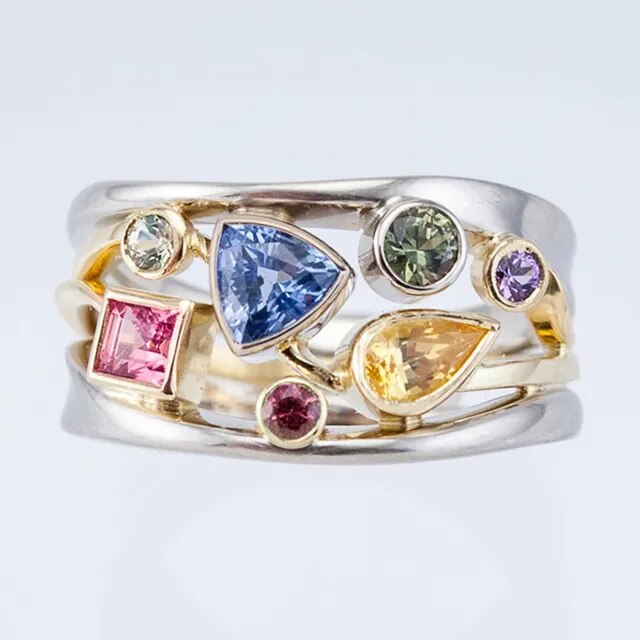 Vintage Bunter Ring with Zirkonia