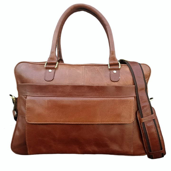 Sacoche pour ordinateur portable en cuir marron