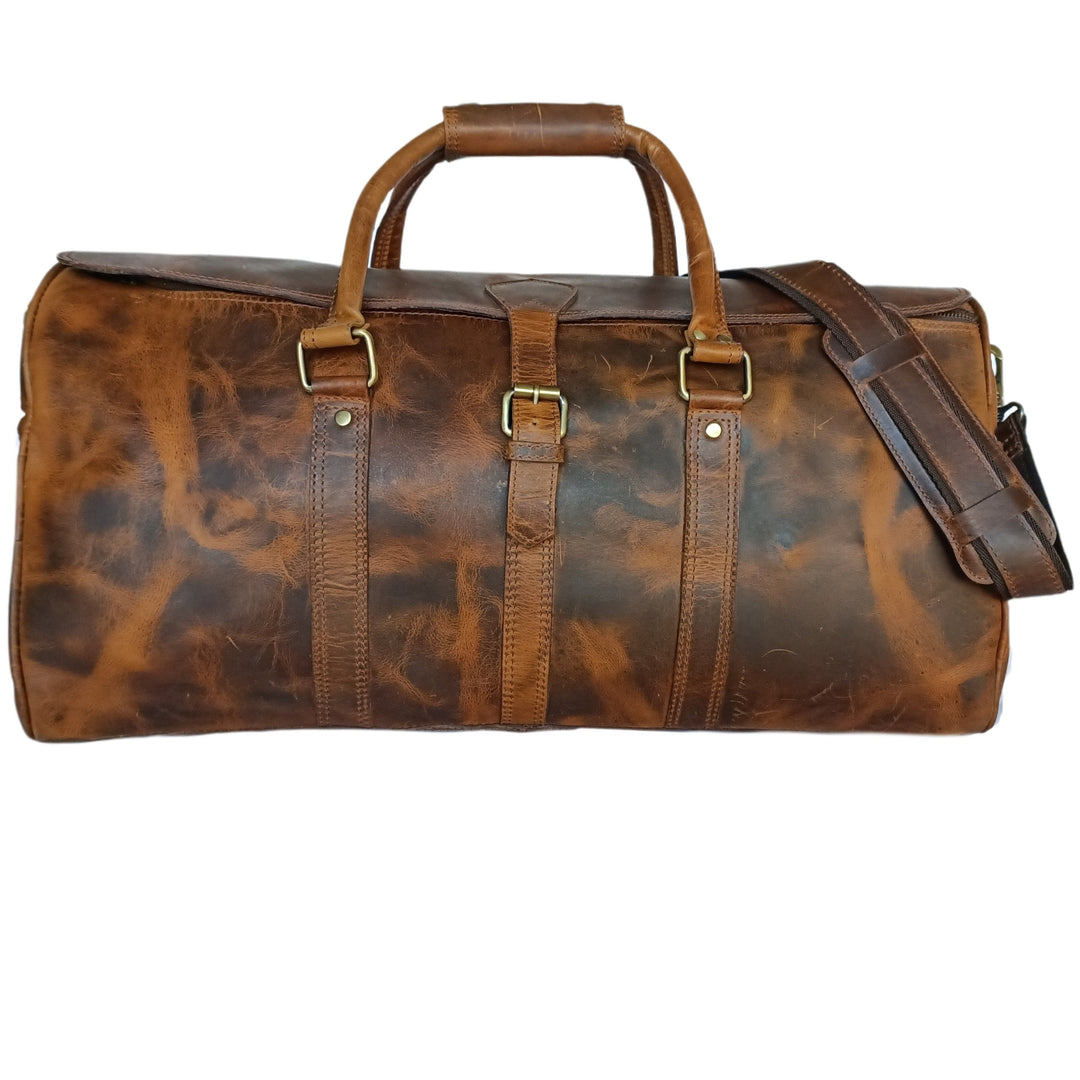 Sac de voyage en cuir ciré beige