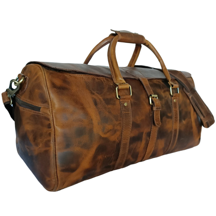 Sac de voyage en cuir ciré beige