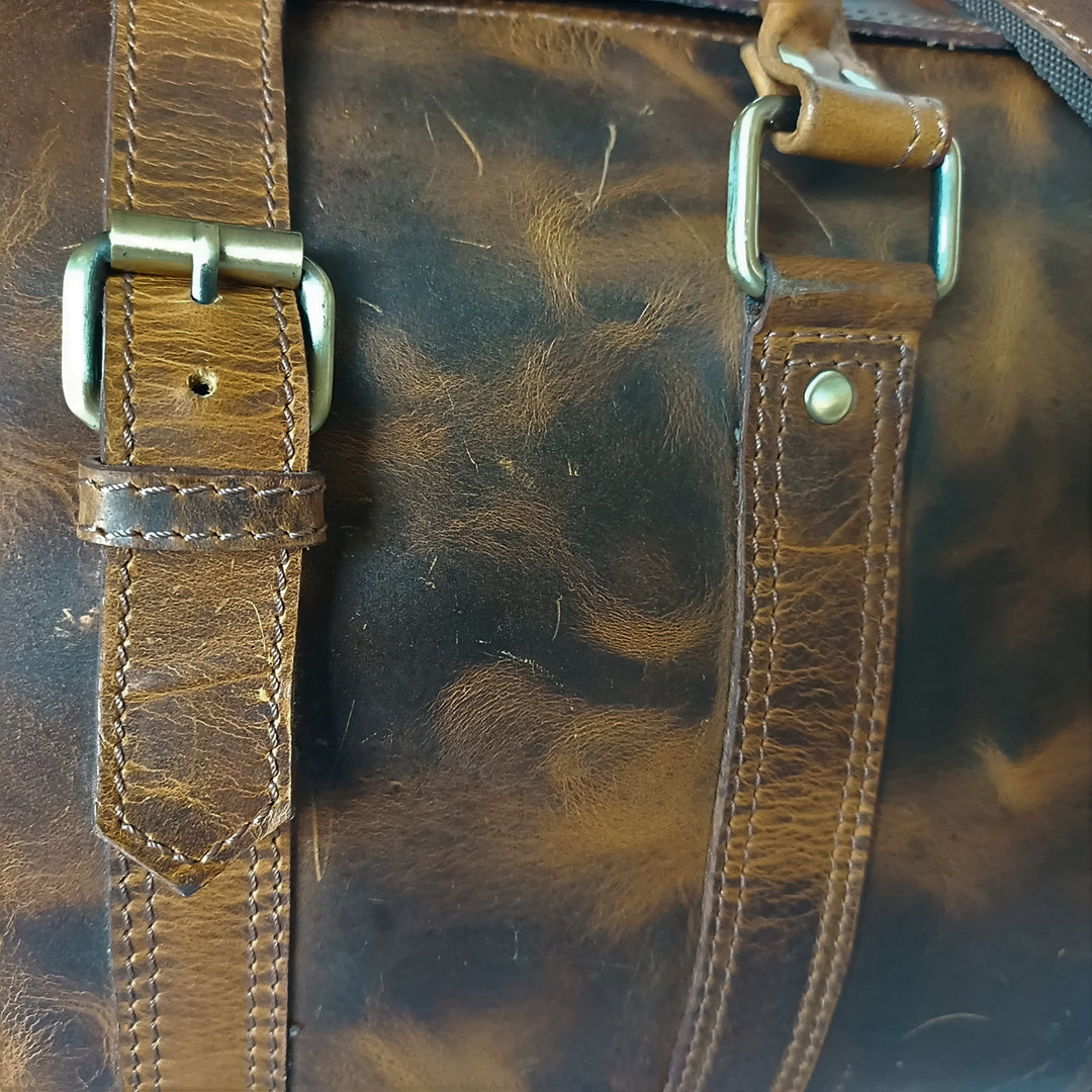 Sac de voyage en cuir ciré beige