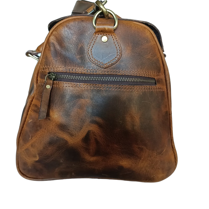 Sac de voyage en cuir ciré beige