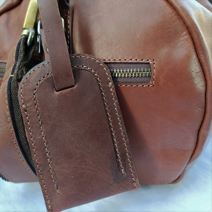 Sac de voyage en cuir brun